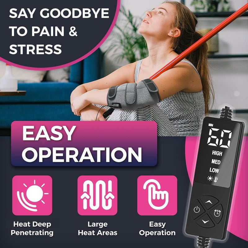 Creatrill Elbow Heating Pad for Cubital Tunnel and Tennis Elbow Relief, Heated Elbow Brace Arm Heating Pad Sleeve for Ulnar Nerve with Auto Off and Moist Heat Option - Image 2